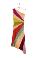 Multicoloured diagonal stripe lurex asymmetrical dress image