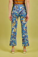 Ocean blue and yellow vintage floral print trousers image
