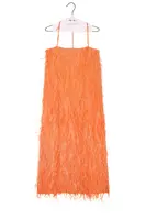 Peach feathered and sequinned midi dress image