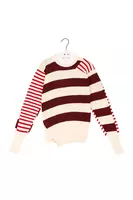 White and red mixed stripe sweater image