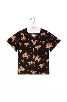 Black multicoloured ditsy flower print shirt image