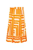 Bright orange and ivory geometric print skirt image