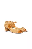 Gold woven metallic leather sandals image