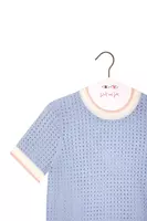 Dusty blue pointelle knit top image