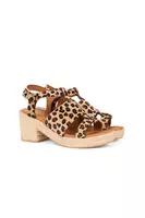 Leopard print ponyskin braided platform sandals image