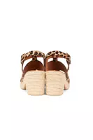 Leopard print ponyskin braided platform sandals image