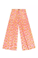 Pantaloni palazzo con stampa floreale fucsia e arancione image