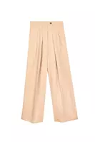 Beige pleated palazzo trousers image