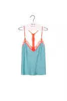 Bright blue and orange camisole with lace trim image