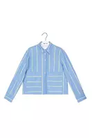 Sky blue shirt jacket with lemon stripes image