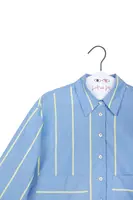 Sky blue shirt jacket with lemon stripes image