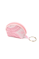 Blush pink sequinned coin purse keychain image