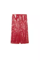 Coral pink sequinned pencil skirt  image