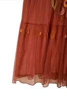 Chestnut brown long embroidered tulle dress  image
