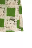 Grass green floral checked crochet shirt image