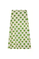 Grass green floral checked crochet pencil skirt  image
