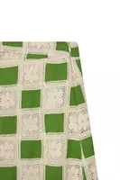 Grass green floral checked crochet pencil skirt  image