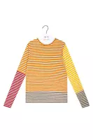 Saffron and lemon yellow mixed stripe long sleeve t-shirt  image