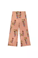 Dusty rose floral lady printed silk trousers image