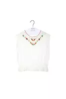 Floral embroidered white top  image