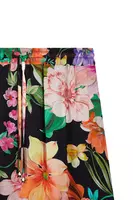 Black tropical floral print maxi skirt  image
