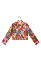 Brown multicoloured '70s floral print jacket image