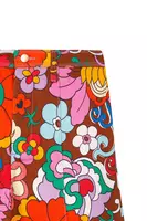 Brown multicoloured '70s floral print trousers image