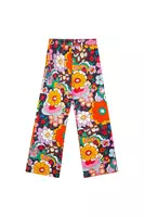 Blue multicoloured '70s floral print trousers image