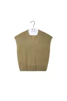 Olive green metallic knit polo top  image