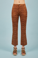 Chocolate brown jacquard trousers image