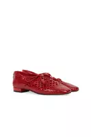 Ruby Red Woven Leather Ballerinas image