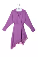 Violet wrap dress with lace trim image
