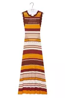 Brown striped knit pointelle dress  image