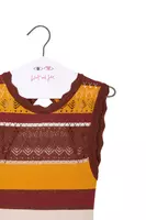 Brown striped knit pointelle dress  image