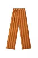 Pantaloni a righe nocciola e cammello image