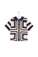 Navy blue and white crochet cardigan  image