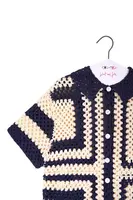Navy blue and white crochet cardigan  image