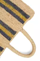 Lemon and periwinkle striped raffia tote bag image