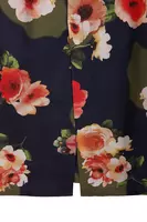 Navy blooming florals printed silk overcoat image