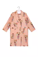 Dusty rose floral lady printed silk overcoat image