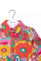 Brown multicoloured '70s floral print shirt  image