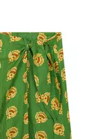Emerald green floral print wrap skirt  image