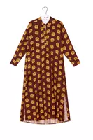 Chocolate brown floral print tunic dress image