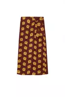 Chocolate brown floral print wrap skirt  image