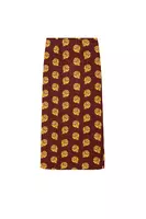 Chocolate brown floral print wrap skirt  image