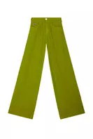Pantaloni palazzo in lino verde mela image