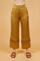 Olive green trousers with fringes  image