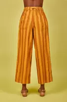 Tan and camel striped trousers  image