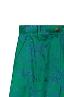Pantaloni in jacquard con rose verde smeraldo image