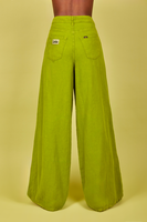 Apple green linen palazzo trousers image